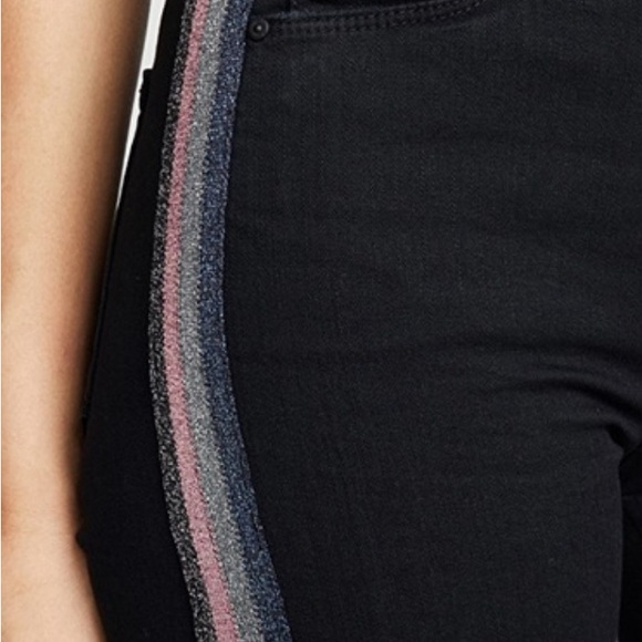 MOTHER DENIM Looker Ankle Fray Skinny Jeans Striped Metallic - Picture 4 of 11